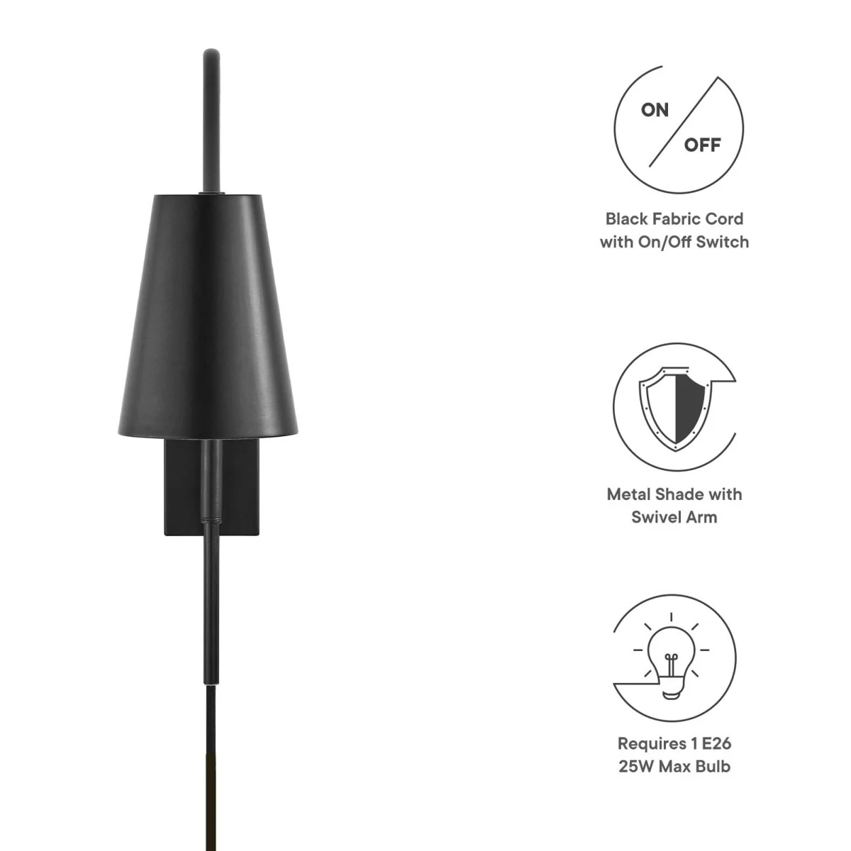 1-Light Adjustable Metal Wall Sconce – Modern Indoor Wall Light Fixture - Image 3