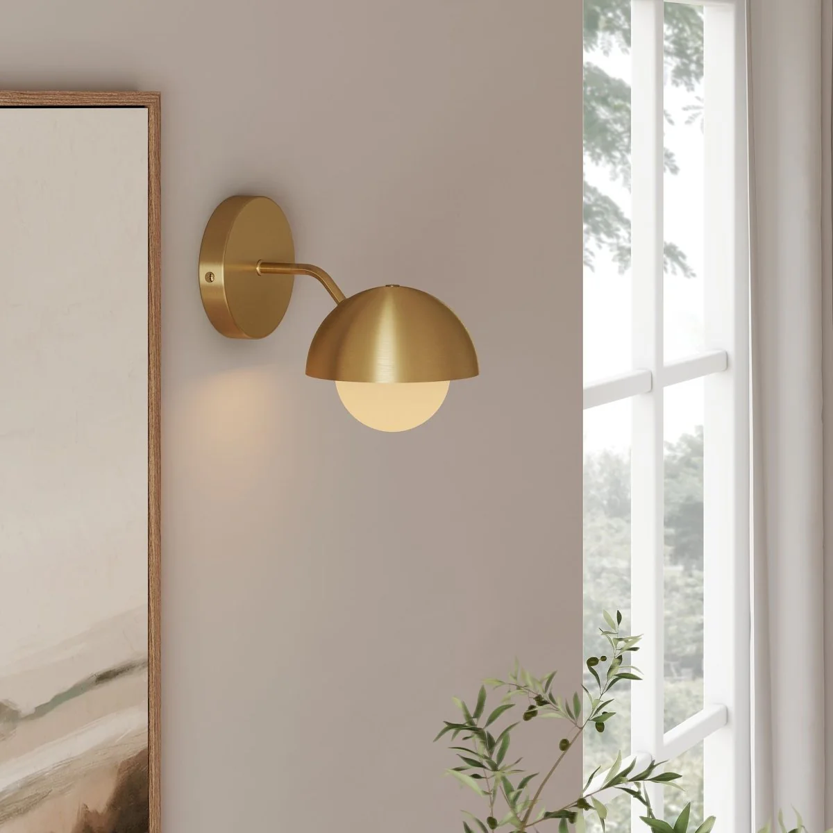 1-Light Eclipse Globe Wall Sconce with Dome Shade — Modern Mid-Century Wall Fixture - Image 6