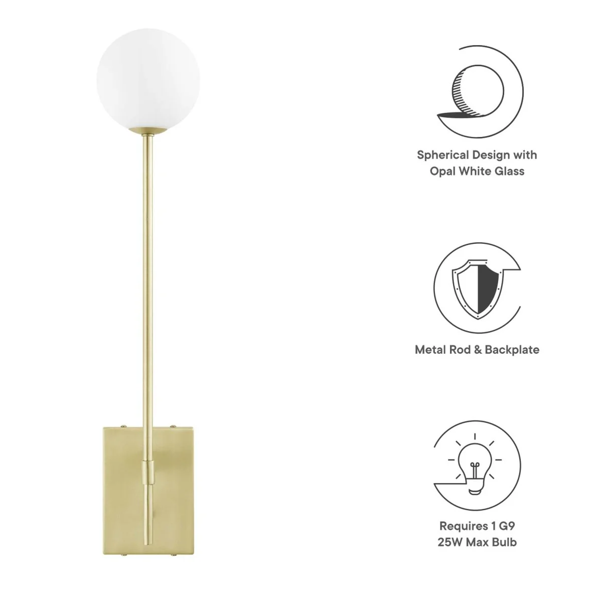 1-Light Opal White Globe Wall Sconce – Modern Minimalist Vanity Lighting Fixture - Image 11