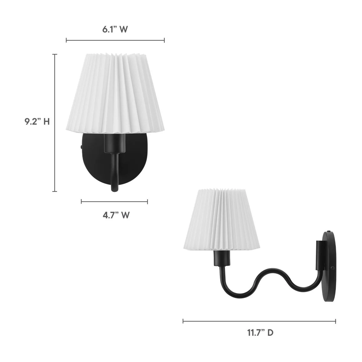1-Light Squiggle Arm Wall Sconce with Pleated Shade - Modern Decorative Lighting Fixture - Image 17