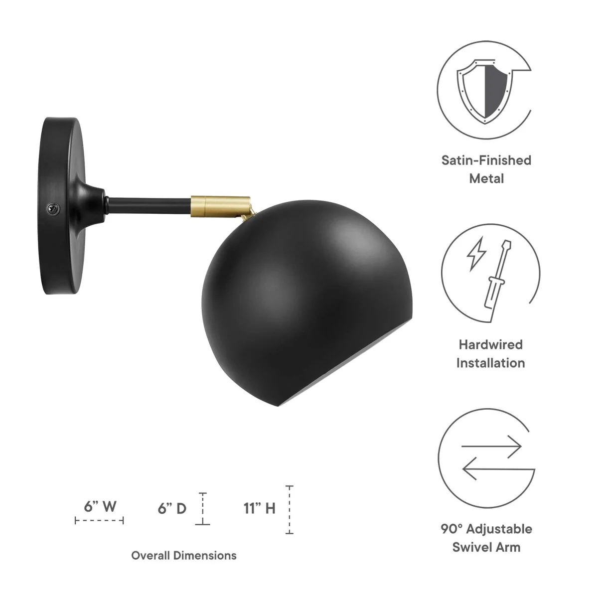 1-Light Swing-Arm Metal Wall Sconce with Adjustable Arm and Mid-Century Modern Style - Image 22