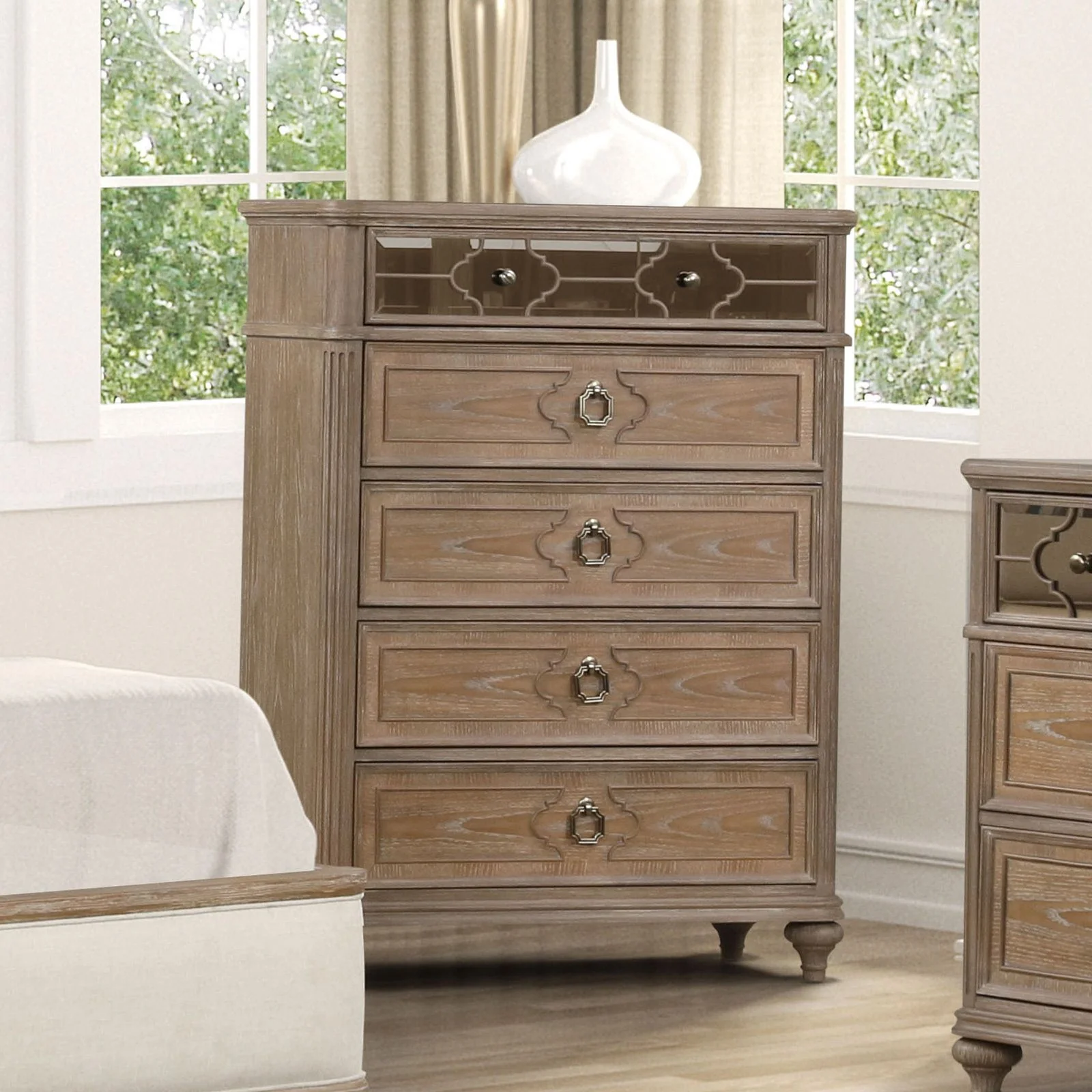 1 Piece Chest, Back Dovetail Drawers, Bedroom Furniture - Oak / Rustic - Image 2