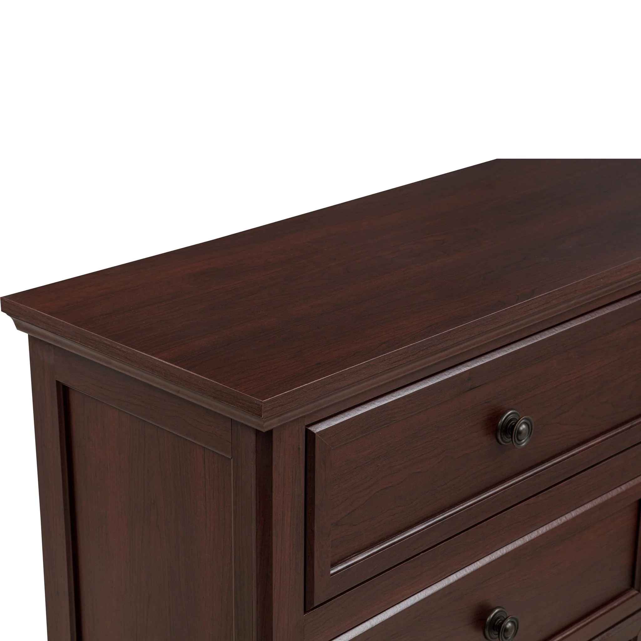 1 Piece Dresser, 6 Drawer Storage, Bedroom Furniture - Brown / Cherry - Image 3