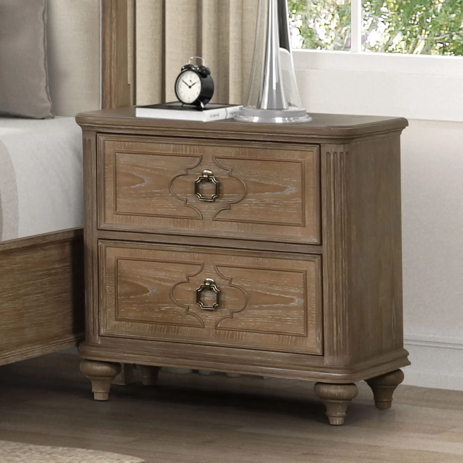 1 Piece Nightstand, Bedside Table With USB A And USB C Ports - Oak / Rustic - Image 4