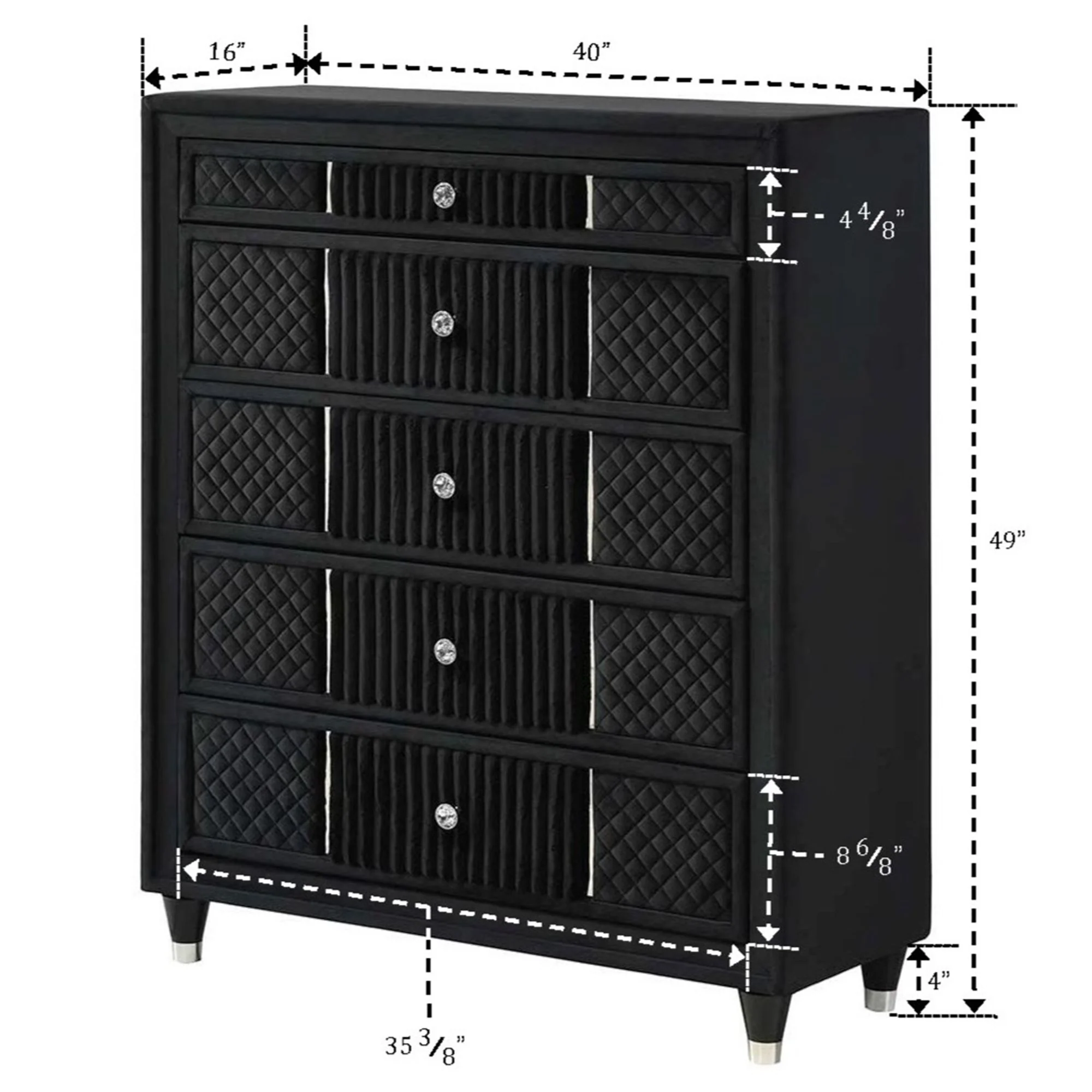 1 Piece Tall Chest Upholstery Textured - Black - Image 4
