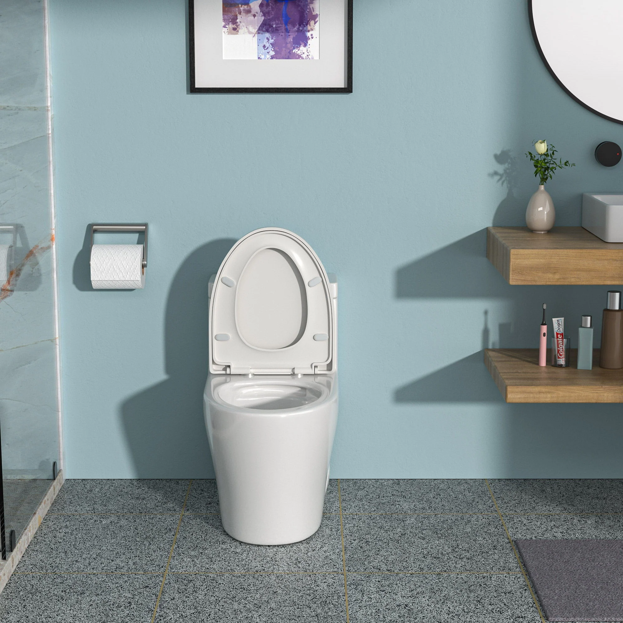 1 Piece Toilet, Dual Flush, Soft Closing Seat - White - Image 5