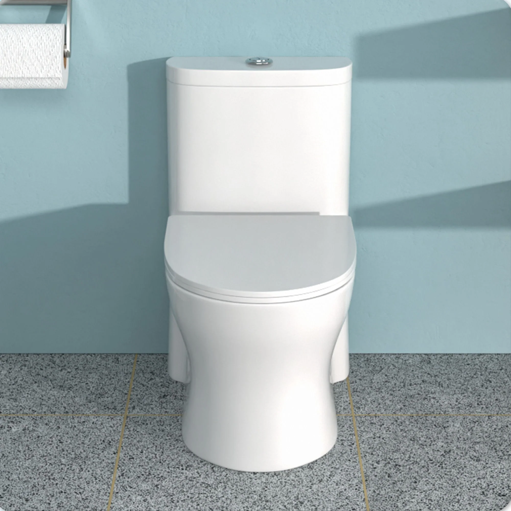 1 Piece Toilet For Bathroom, Dual Flush 1.22/1.6 Gpf, Soft Closing Seat - White - Image 9