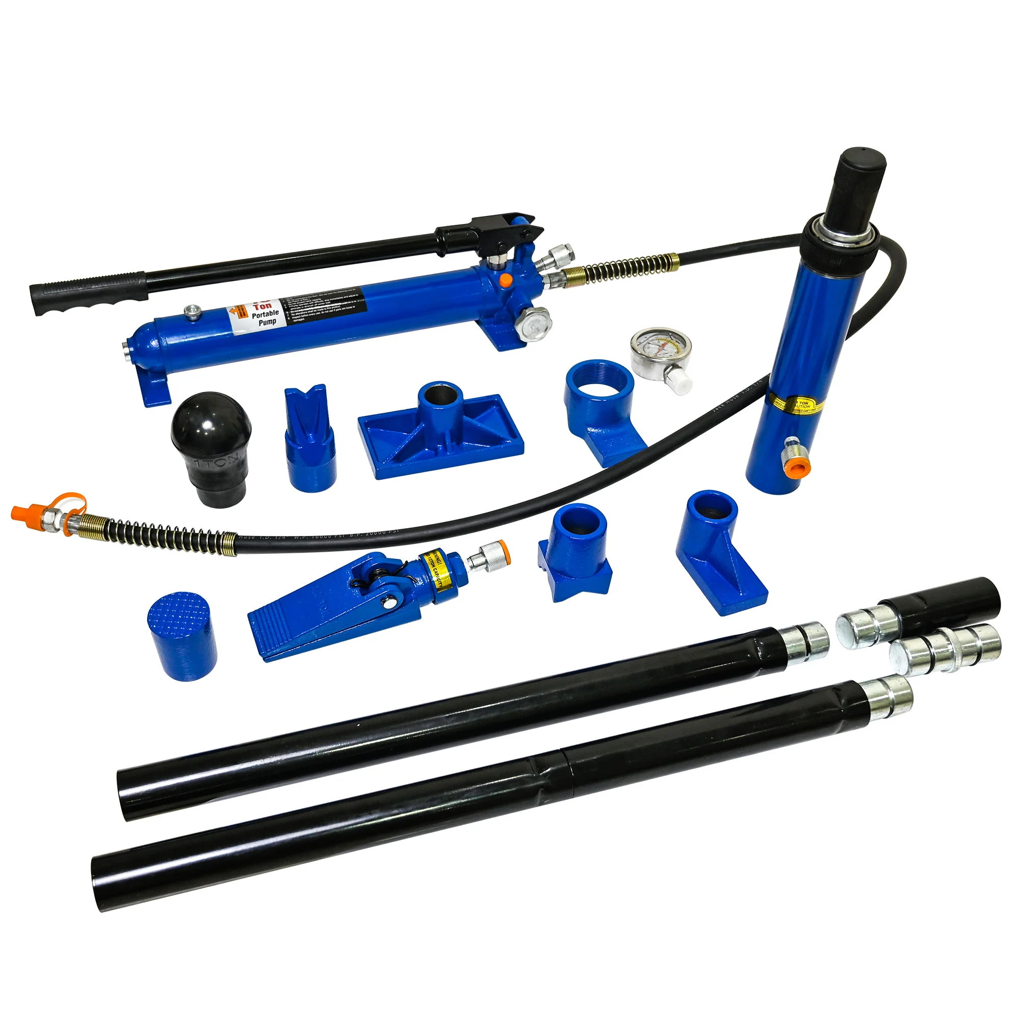 10 Ton Portable Hydraulic Equipment Kit For Metal Work - Black / Blue - Image 9