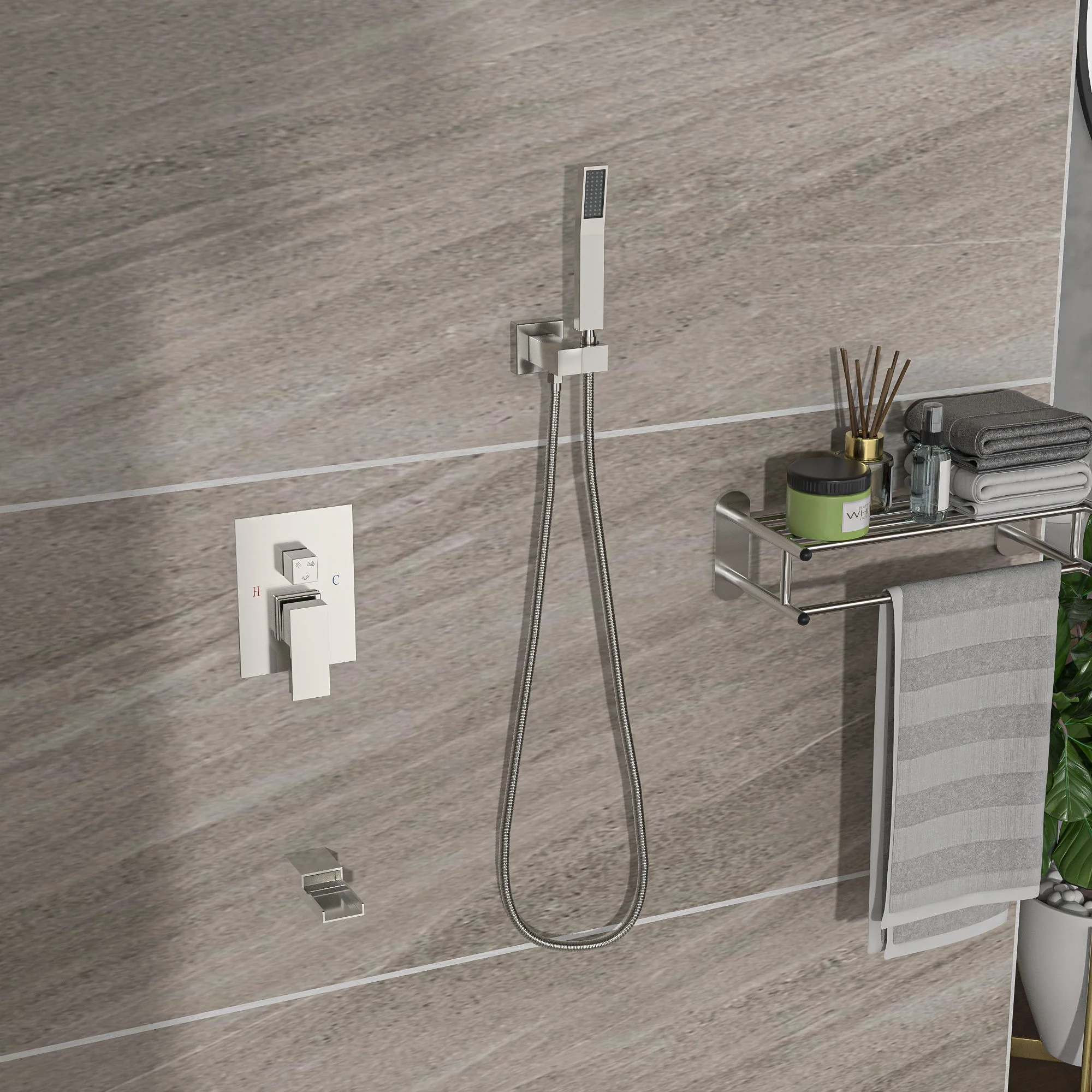 10" Wall Mounted Square Shower System With Rough In Valve - Image 18