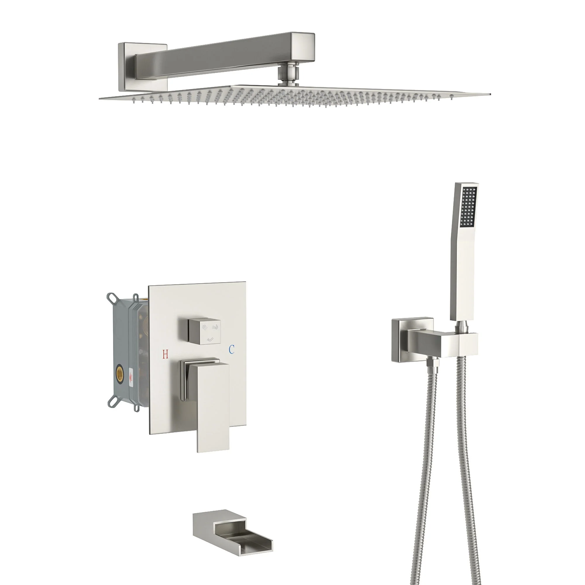 10" Wall Mounted Square Shower System With Rough In Valve - Image 2