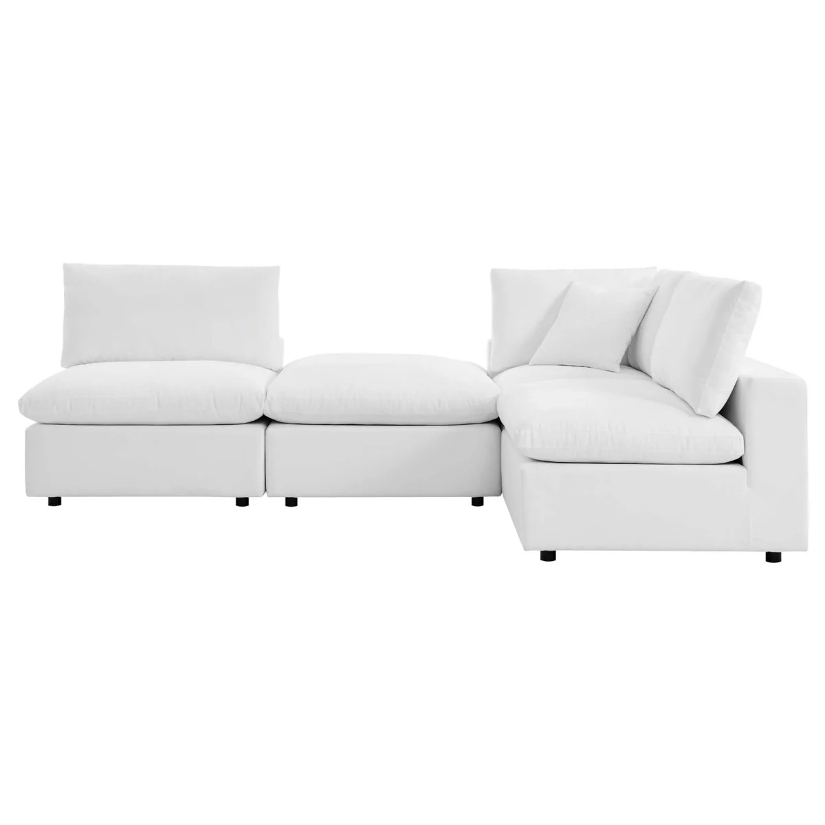 109" 4-Piece White Outdoor Patio Sectional Sofa with Sunbrella Cushions - Image 12