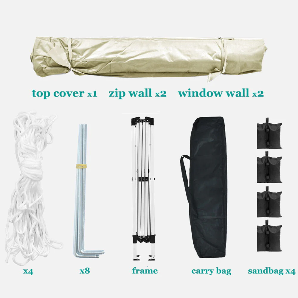 10'X10' Folding Canopy With 4 Removable Sidewalls Outdoor Event Shelter UPF 50+ Gazebo Portable Tents For Parties Beach Camping Wedding Ez Pop Up Canopy 4 Pieces Weight Bag + Carry Bag - Image 32