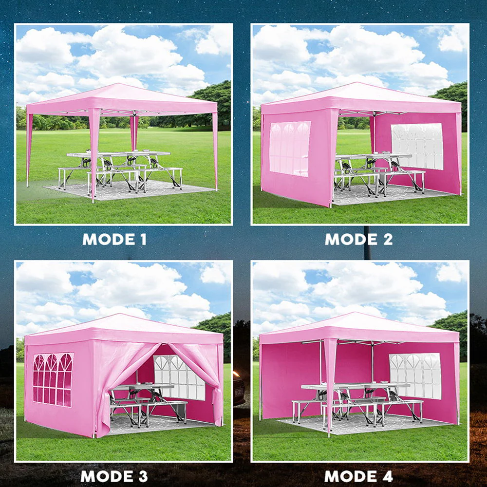10'X10' Folding Canopy With 4 Removable Sidewalls Outdoor Event Shelter UPF 50+ Gazebo Portable Tents For Parties Beach Camping Wedding Ez Pop Up Canopy 4 Pieces Weight Bag + Carry Bag - Image 44