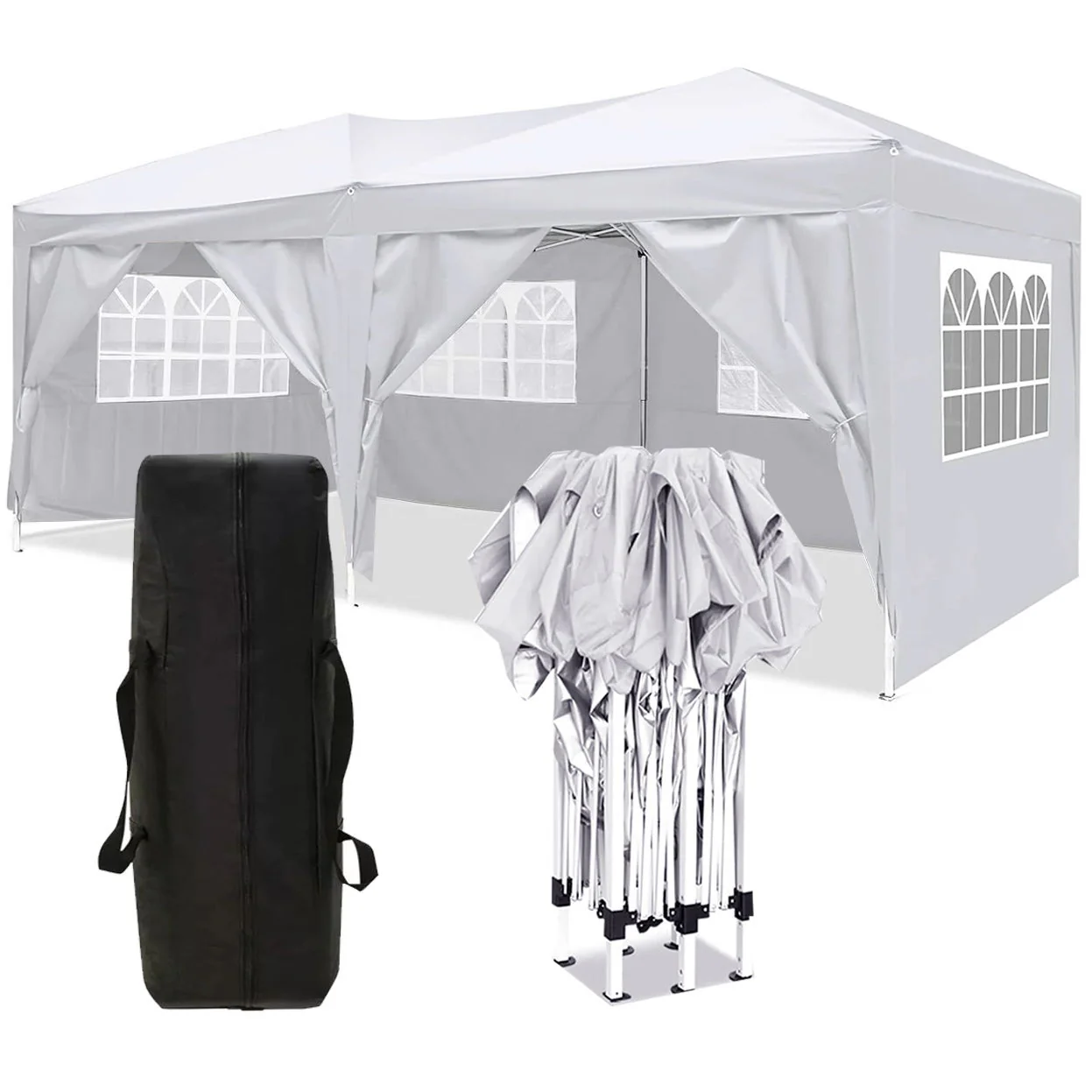 10'X20' Ez Pop Up Canopy Outdoor Portable Party Folding Tent With 6 Removable Sidewalls + Carry Bag + 4 Pieces Weight Bag - Image 10