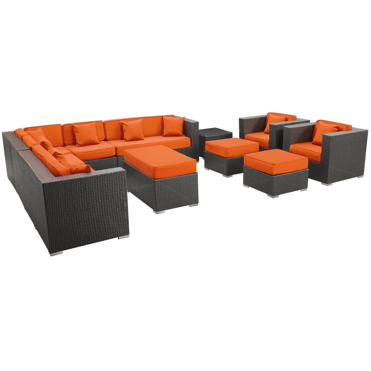 11-Piece All-Weather Wicker Outdoor Sectional Patio Seating Set with Cushions - Image 13