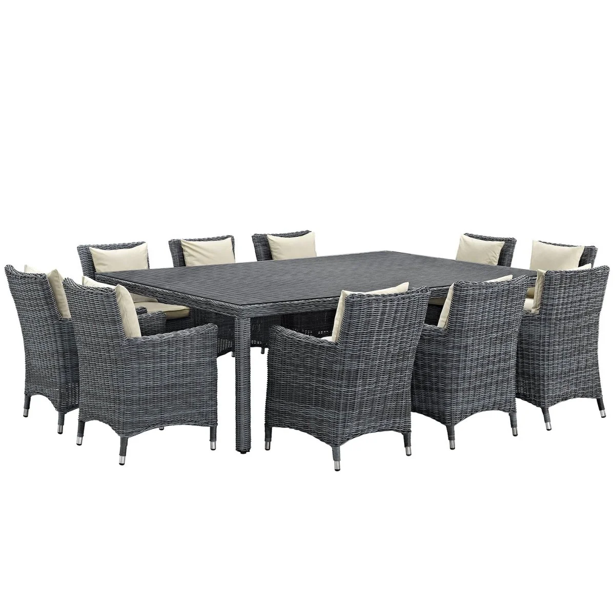 11-Piece Outdoor Wicker and Aluminum Dining Set with Cushions – Weather-Resistant - Image 22