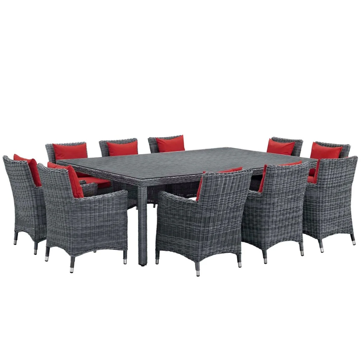 11-Piece Outdoor Wicker and Aluminum Dining Set with Cushions – Weather-Resistant - Image 8