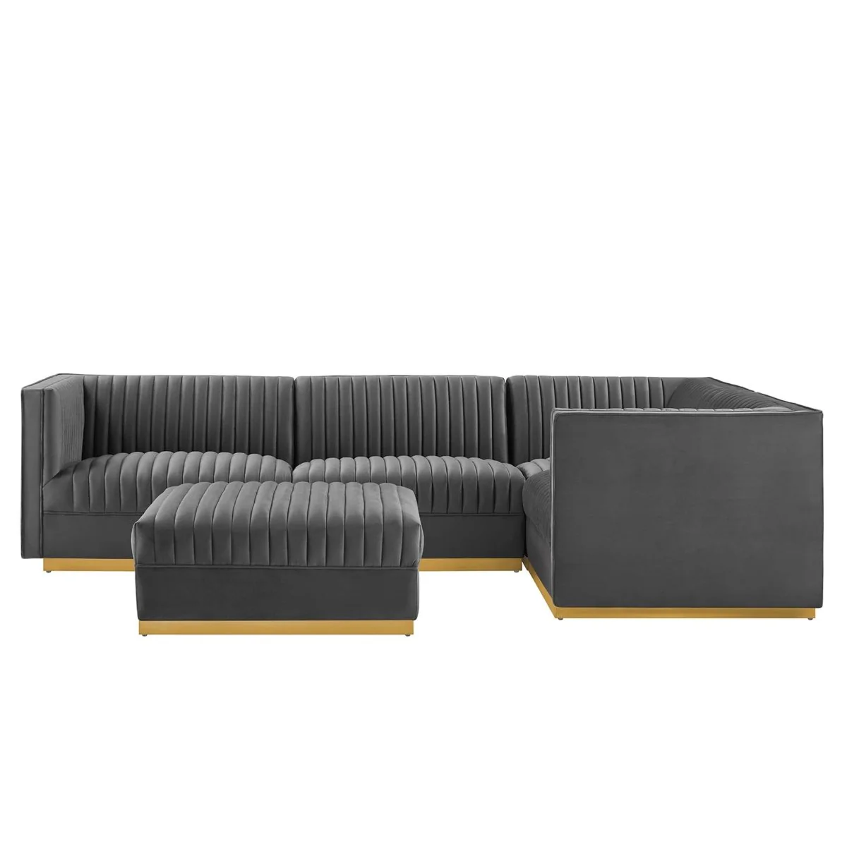 113 Sanguine Channel Tufted Performance Velvet 5-Piece Right-Facing Sectional - Image 8