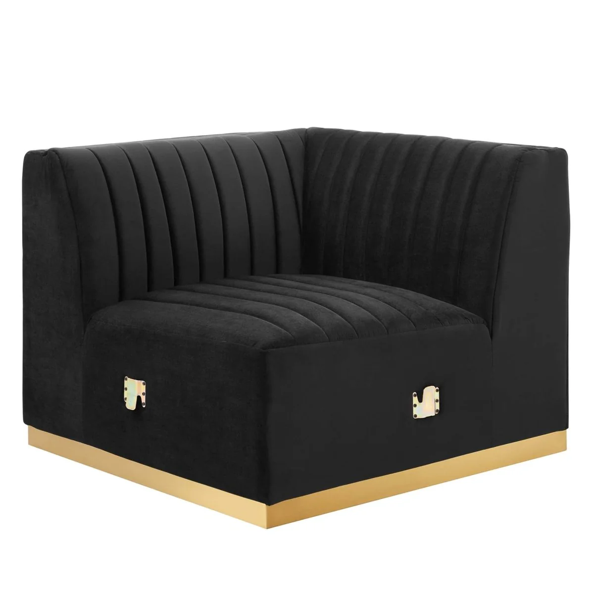 114 Channel Tufted Performance Velvet 5-Piece L-Shaped Sectional in Black - Image 6