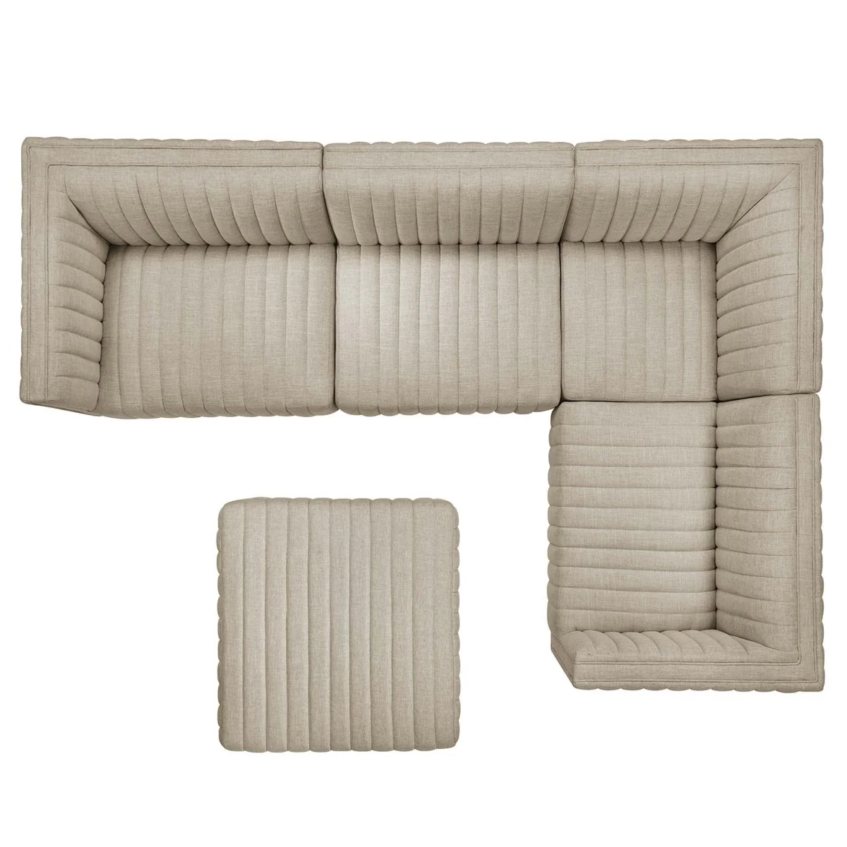 114 Inch Conjure Channel Tufted Fabric 5-Piece L-Shaped Sectional (Left Corner) - Image 7