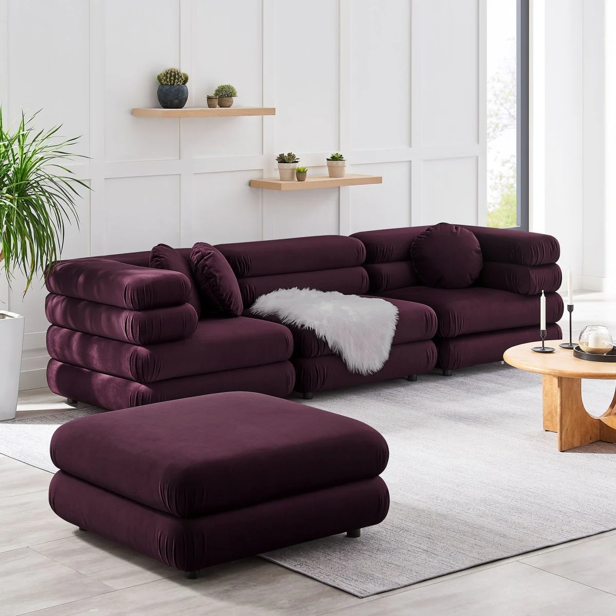 114 Inch Jubilee Performance Velvet 4-Piece Modular Sectional Sofa with Ottoman - Image 19