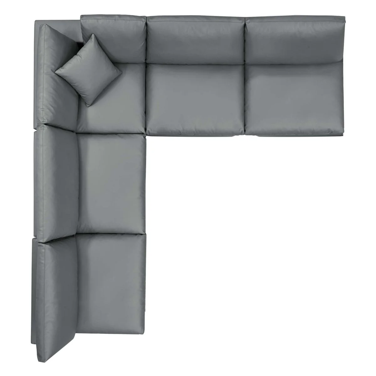 118 Commix Down Filled Overstuffed Vegan Leather 5-Piece Sectional in Gray - Image 5