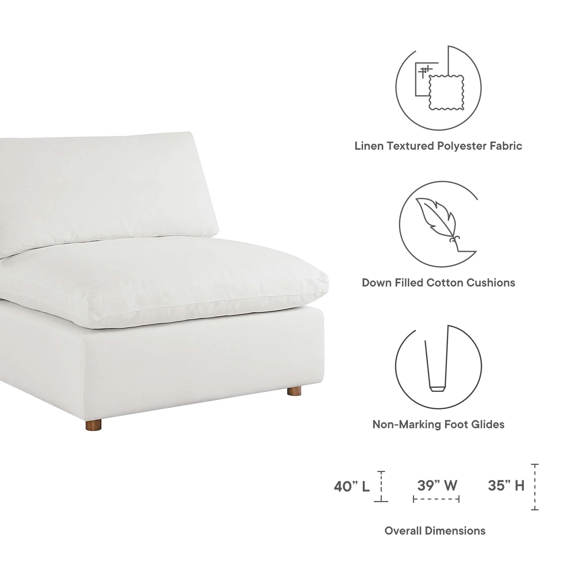 118 Inch Down Filled Overstuffed 3-Piece Sectional Sofa Set - Image 17
