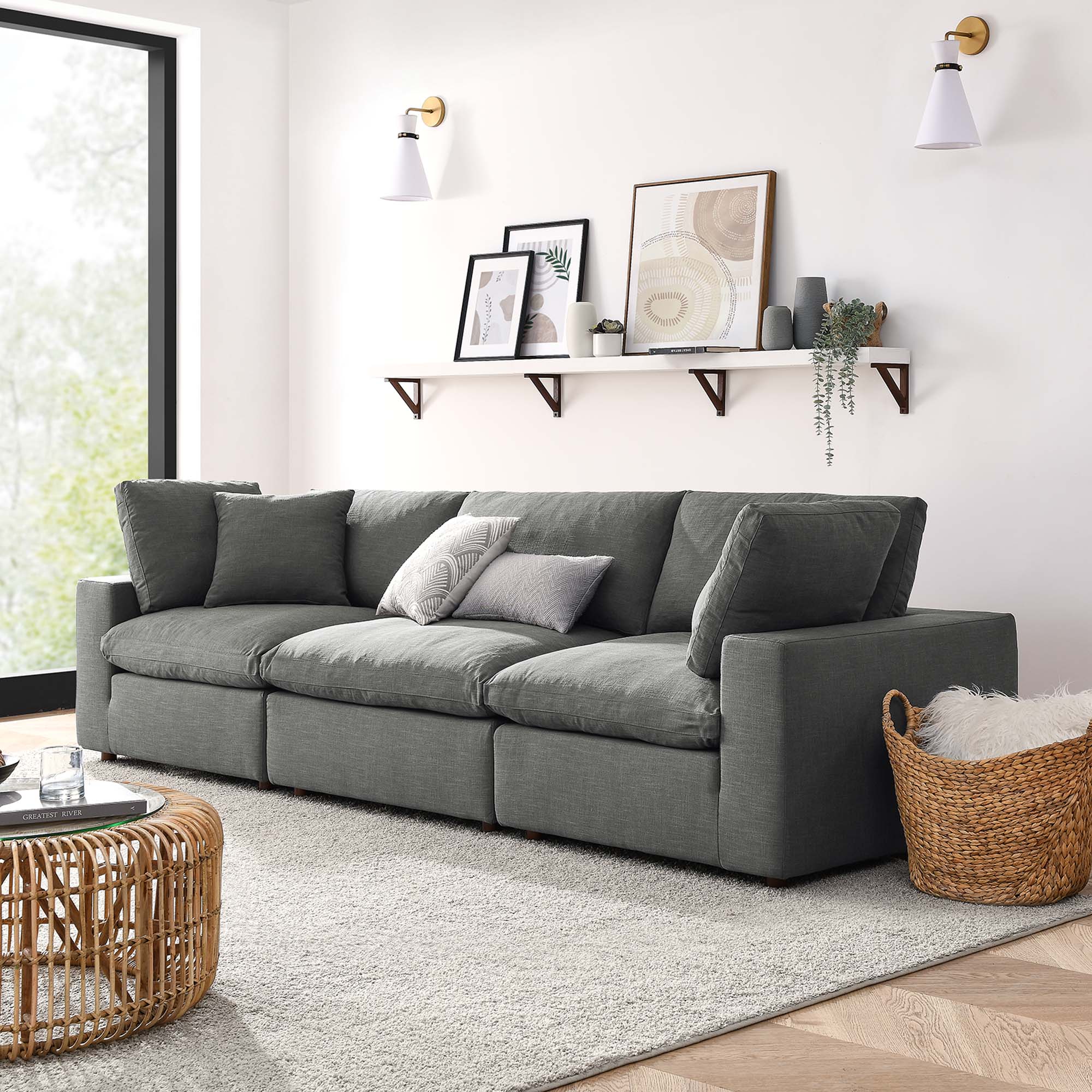 118 Inch Down Filled Overstuffed 3-Piece Sectional Sofa Set - Image 28