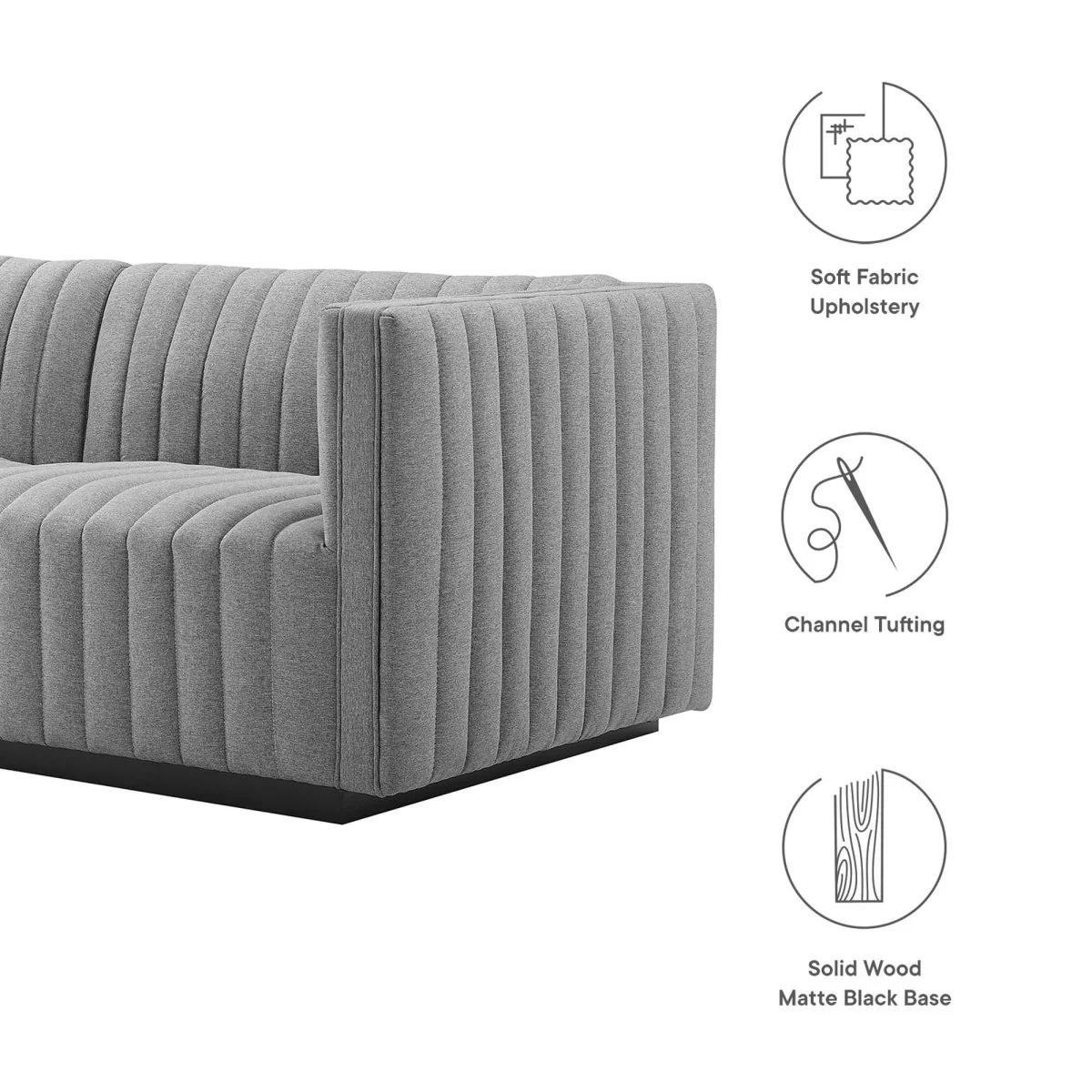 119 Inch Channel Tufted Fabric 4-Piece Modular Sofa - Image 2