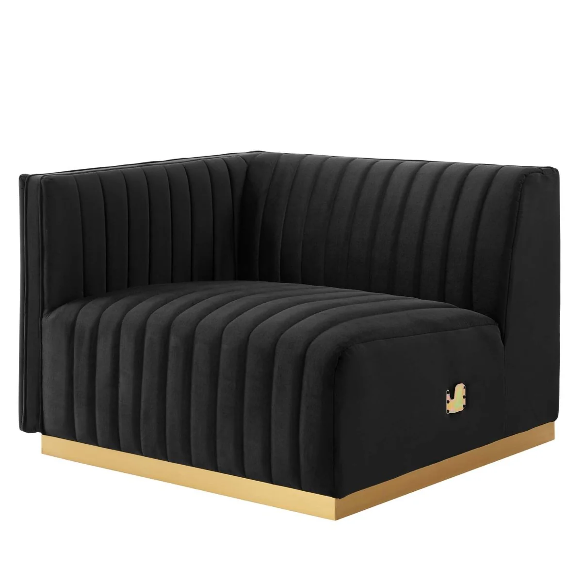 119 Inch Channel Tufted Performance Velvet 3-Piece Sofa in Black - Image 4