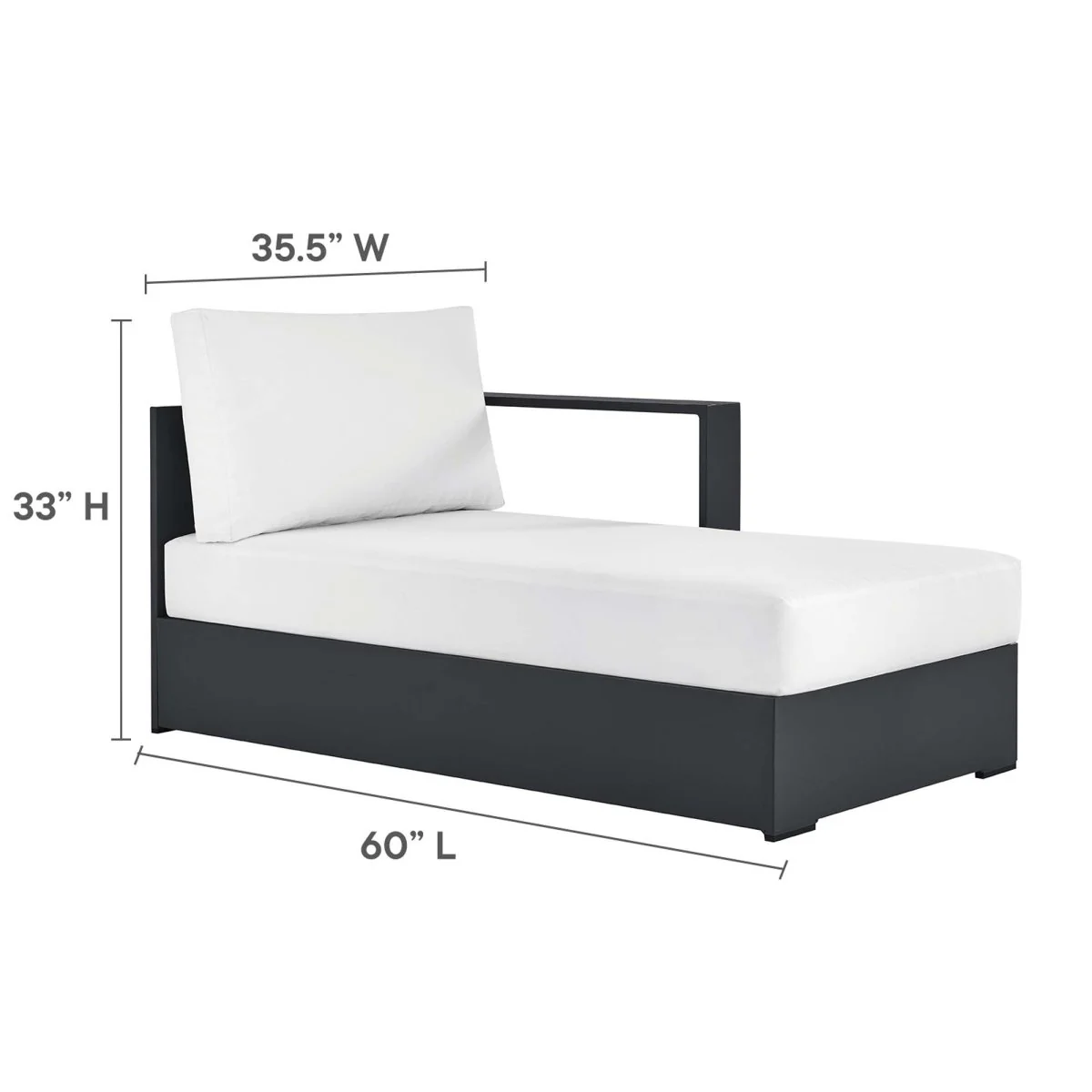 123" 3-Piece Gray Aluminum Outdoor Patio Right-Facing Chaise Sectional with Cushions - Image 21