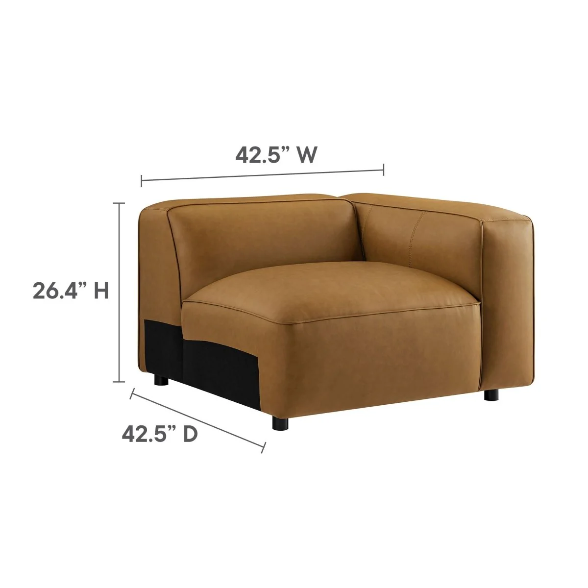 129 Inch Vegan Leather 4-Piece Modular Sectional Sofa with Ottoman - Image 4