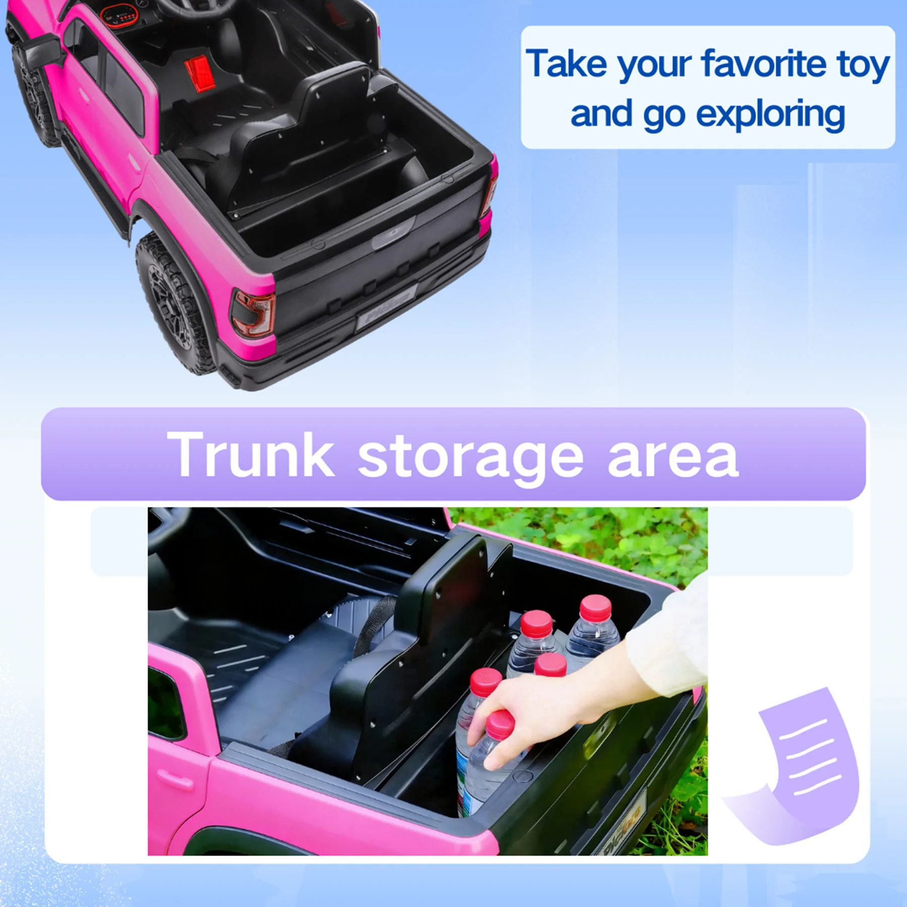 12V Kids Ride On Car With Remote Control, 4 Wheel Shock Absorption, Multifunctional Music Player Perfect Gift For Toddlers - Pink - Image 9