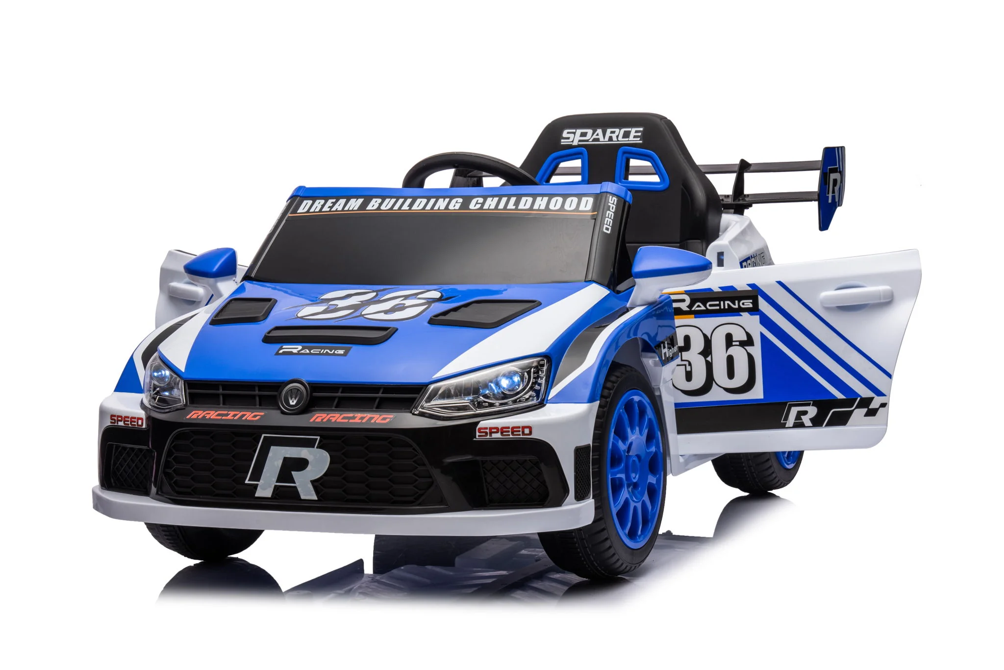 12V4A 20W*2 One Button Start, Forward And Backward, High And Low Speed, Music, Front Light, Power Display, Two Doors Can Open, 2.4G R / C, Seat Belt Four Wheel Absorber Kids Ride On Car - Image 25