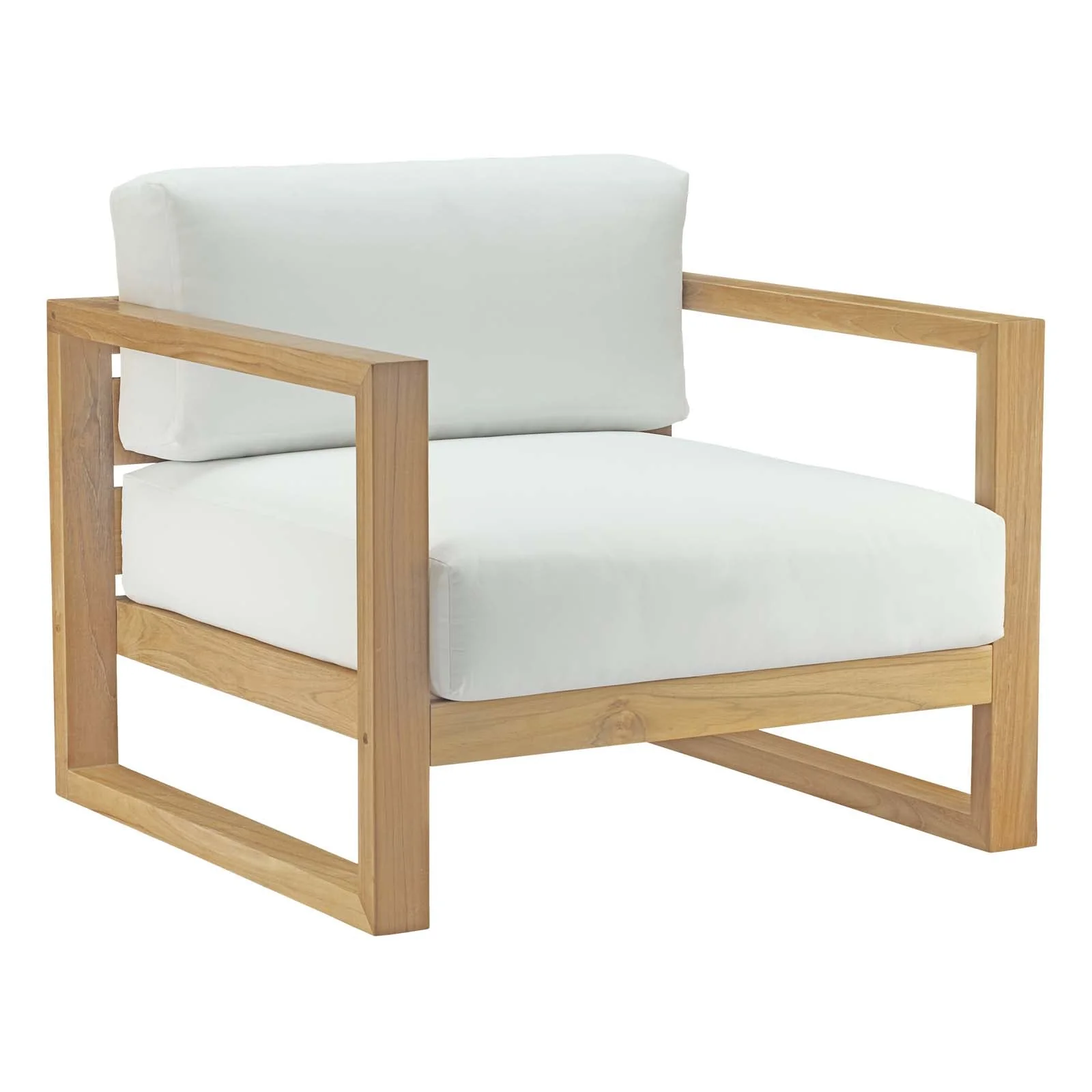 4-Piece Natural Teak and White Outdoor Patio Set - Image 2