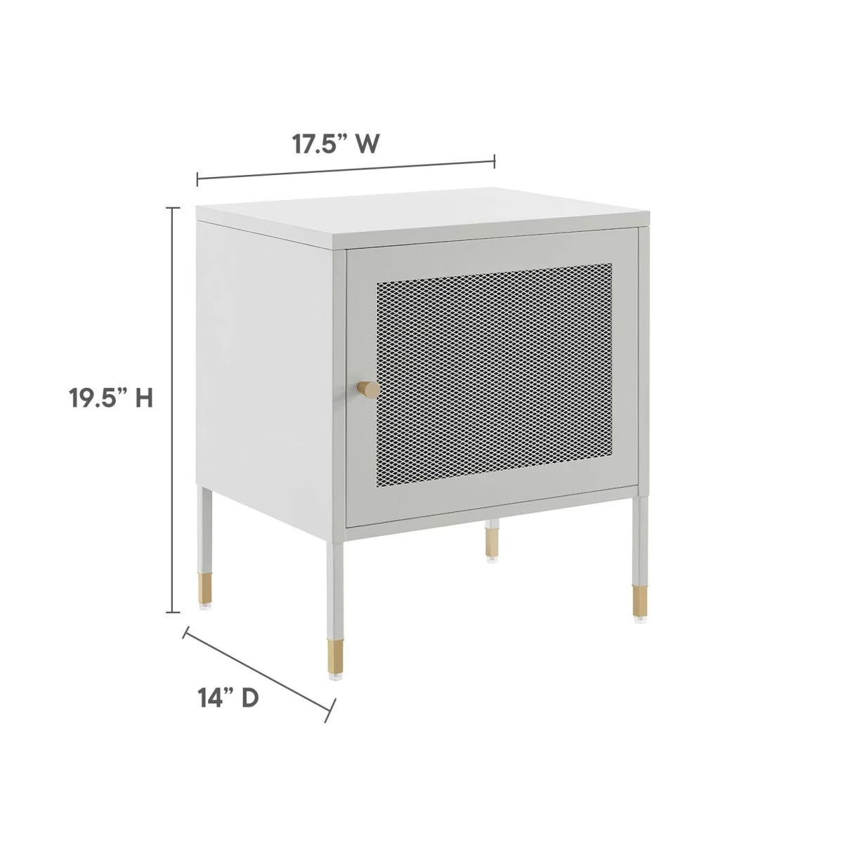14" Modern Metal Nightstand with Mesh Door - Image 3