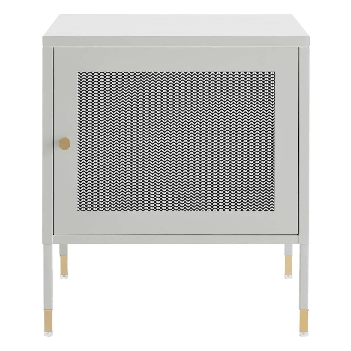 14" Modern Metal Nightstand with Mesh Door - Image 7