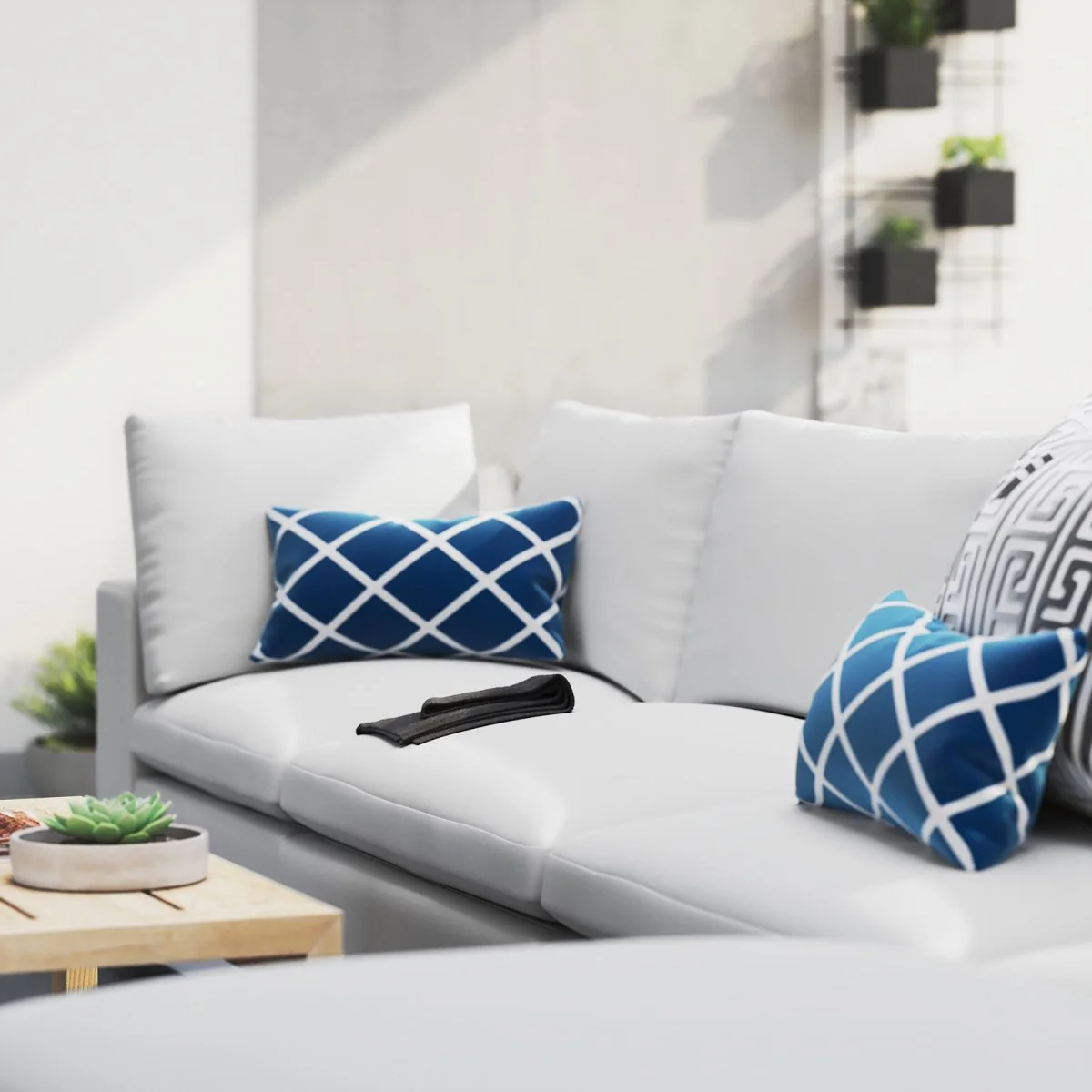 144" 5-Piece Sunbrella® Outdoor Patio Sectional Sofa – White - Image 3