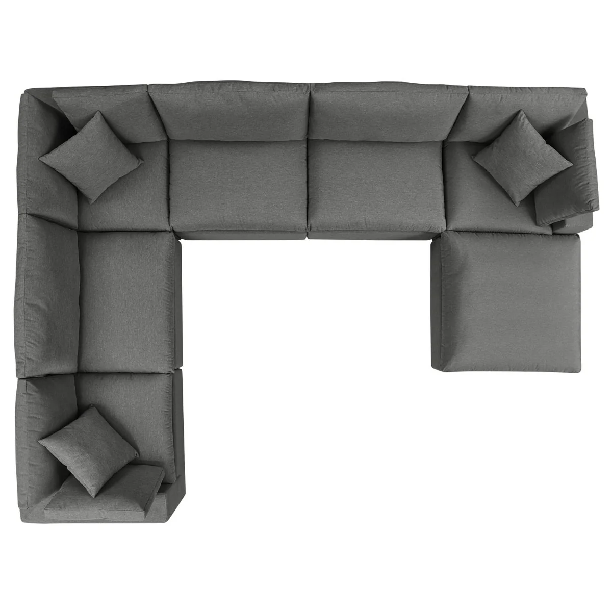 145" 7-Piece Modern Aluminum Outdoor Sectional Sofa – Charcoal - Image 11