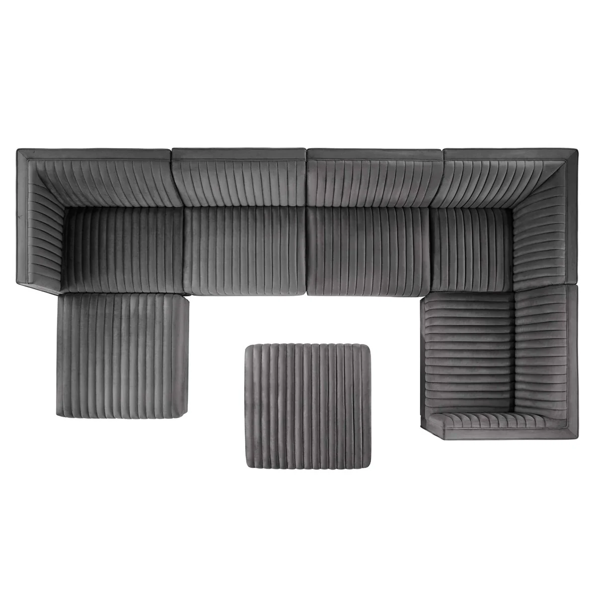 149 Inch Sanguine Channel Tufted Performance Velvet 7-Piece Right-Facing Sectional - Image 9