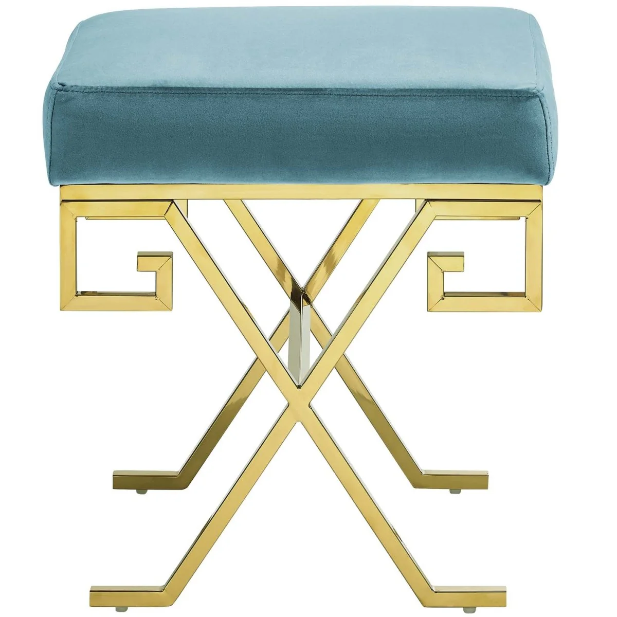 15 Inch Whimsical Greek Key Performance Velvet Bench - Image 10