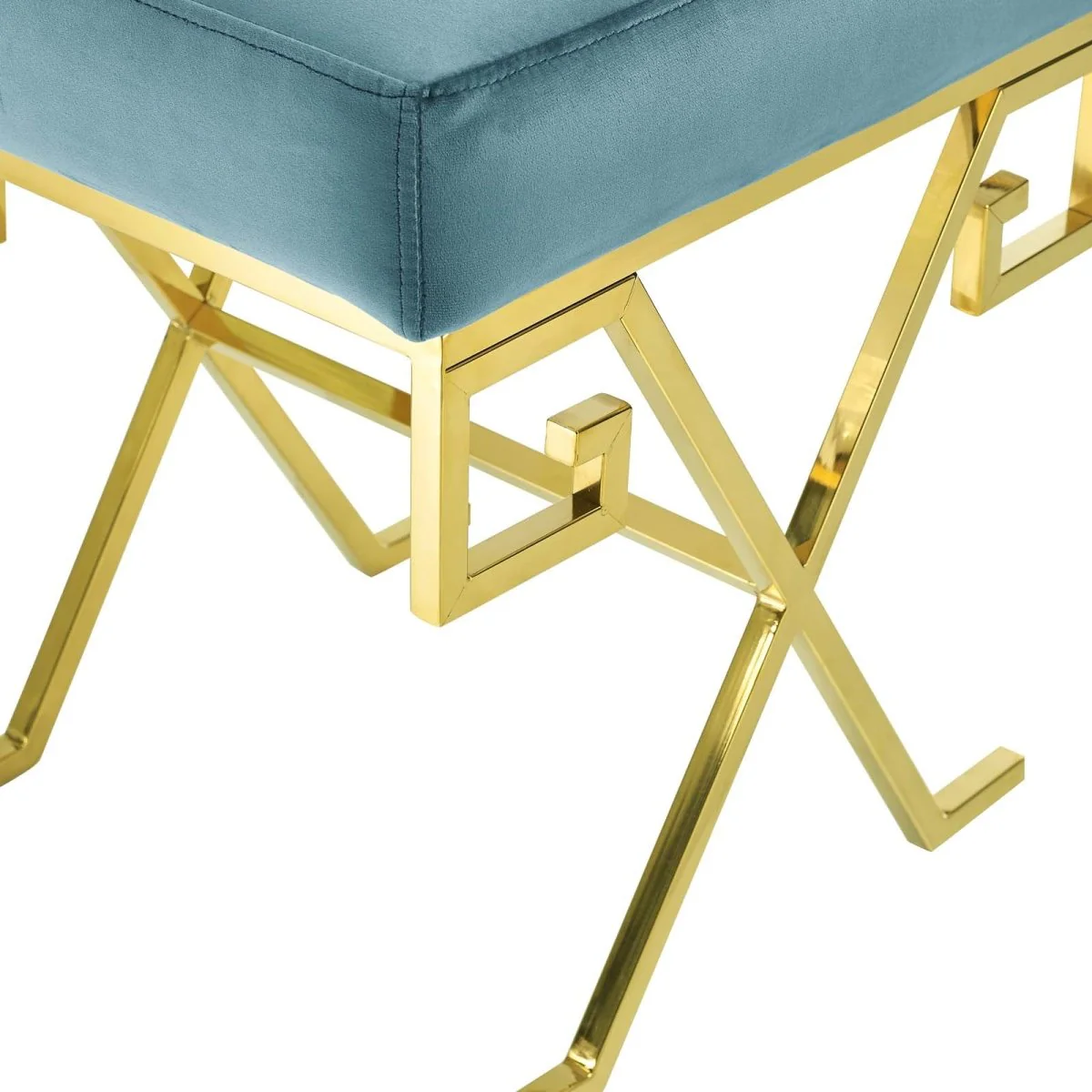 15 Inch Whimsical Greek Key Performance Velvet Bench - Image 11