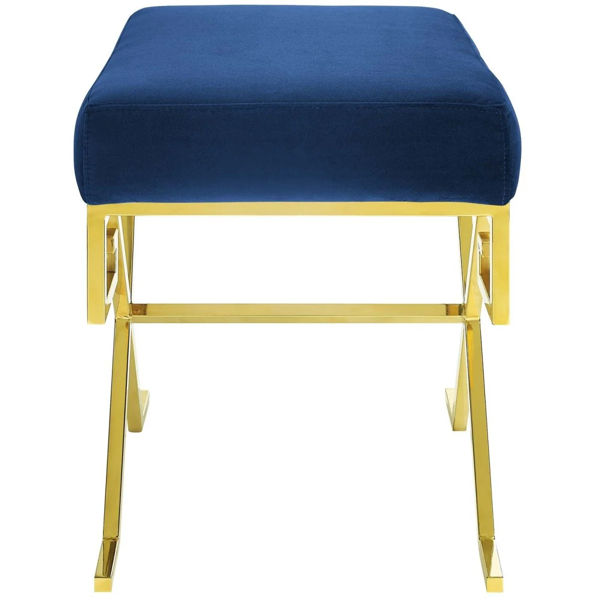 15 Inch Whimsical Greek Key Performance Velvet Bench - Image 3