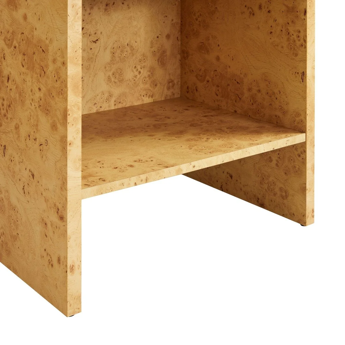 15" Modern Burl Wood Nightstand with Shelf - Image 9