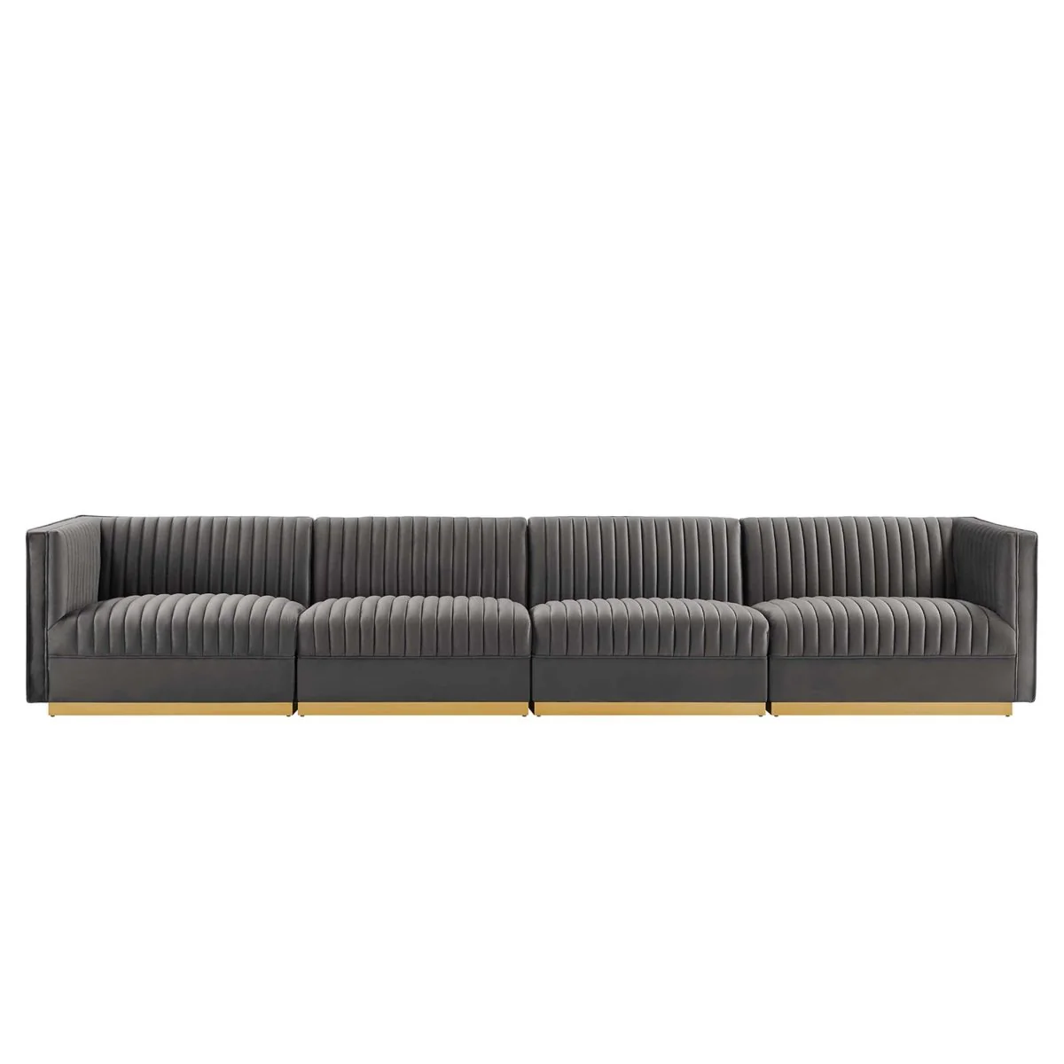 154 Inch Channel Tufted Performance Velvet 4-Seat Modular Sectional - Image 14
