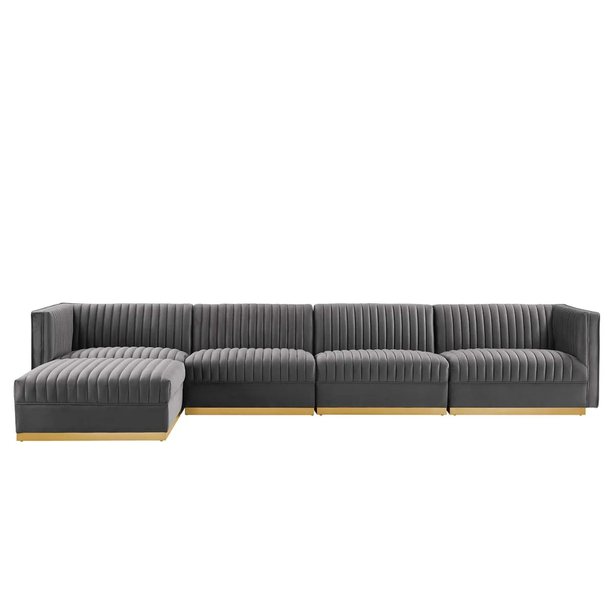 154 Inch Channel Tufted Performance Velvet 5-Piece Modular Sectional - Image 15