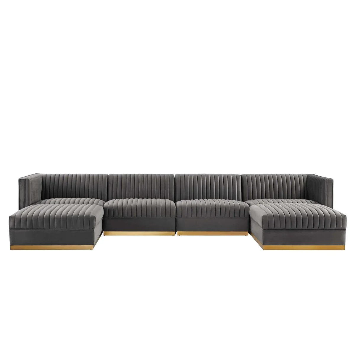 154 Inch Channel Tufted Performance Velvet 6-Piece Modular Sectional - Image 11