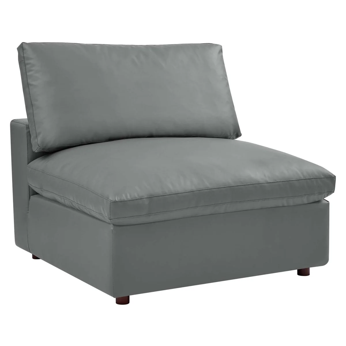 158 Inch Commix Down Filled Overstuffed Vegan Leather 4-Seater Sofa in Gray - Image 3