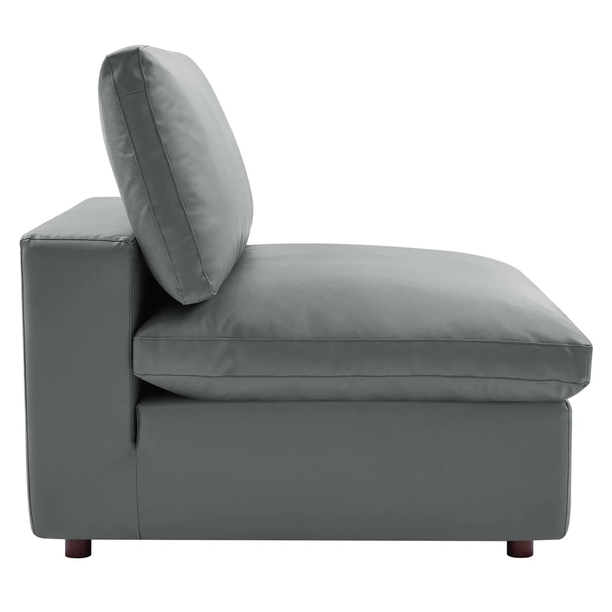 158-Inch Commix Down Filled Overstuffed Vegan Leather 8-Piece Sectional Sofa in Gray - Image 6