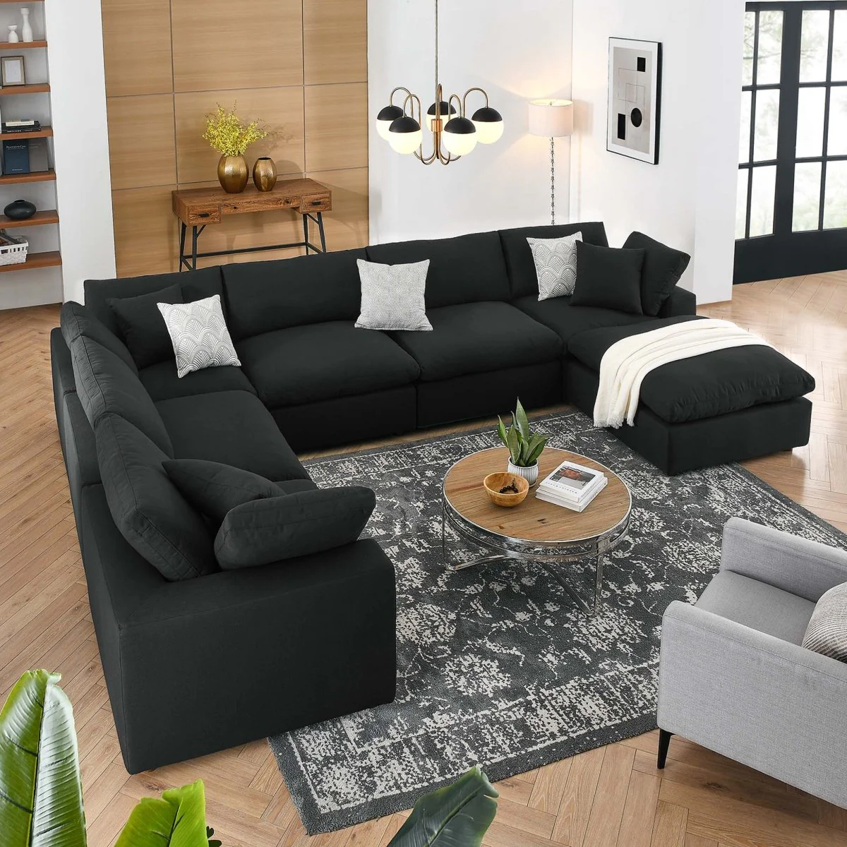 158 Inch Down Filled Overstuffed 7-Piece Sectional Sofa - Image 7